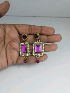 Purple Long Earring