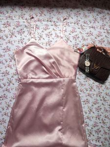 Pink Satin Slip Dress