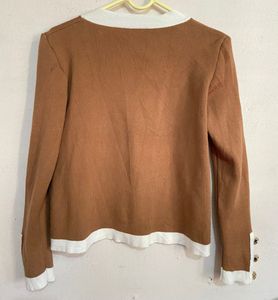 Brown &amp; White Button Cardigan