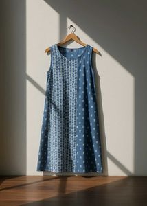 Indigo Ikkat Printed Sleeveless Kurta