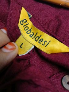 Maroon Embroidered Kurta