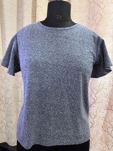 Gray Flutter Sleeve Top