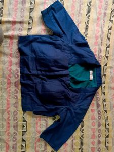 Blue Blouse with Square Neckline