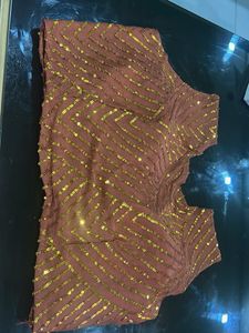 Not Used Sequined Blouse with Attached Sleeves
