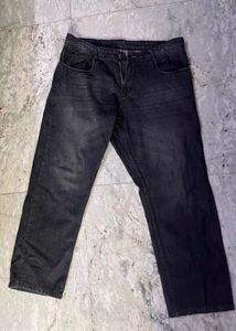 UNISEX Black Denim straight fade Jeans