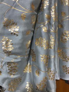 Beautiful Silver Art Silk Saree