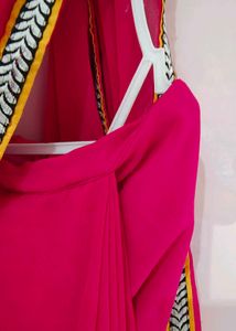 Stunning Pink Saree With Blouse (4-5year)