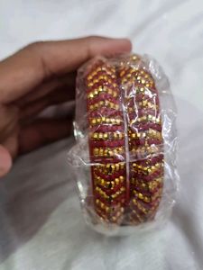 Red Golden Lakh Bangles