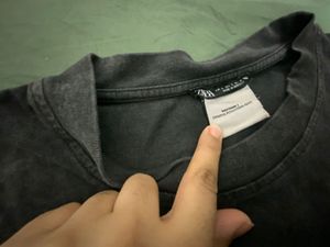 Zara Faded Dark Grey Graphic Tee