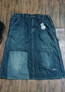 Y2K Vintage Denim Mid Length Skirt For Women