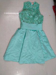 Aqua Embellished Party Dress