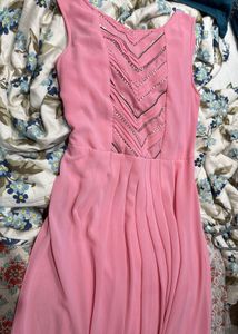 Partywear Pink Dress With Embroidered Work