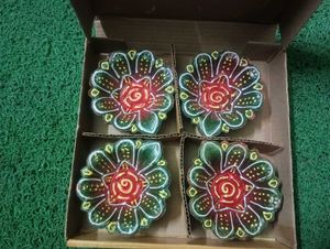 Handcrafted Floral Diya Set