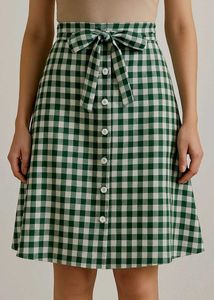 Green Gingham Mini Skirt