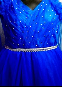 Royal Blue Tulle Dress With Heavy Flares