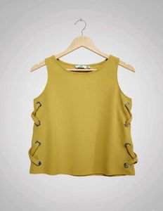 Mango Mustard Lace-Up Tank