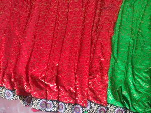 Full Body Work Red And Green Saree