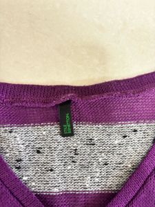 Purple Striped V-Neck Tunic Top