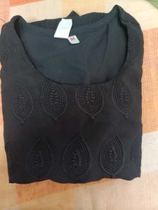 Elegant Black Embroidered Chickenkari Kurta