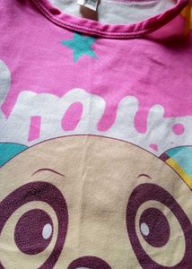 Cute Pink Panda Top And Bottom Wear