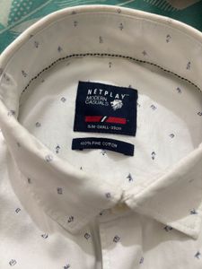 Netplay Modern Casuals Shirt White And Navy Blue