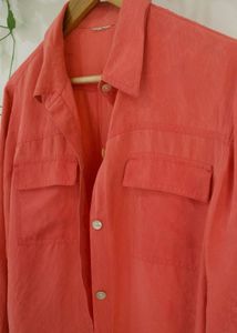 Coral Jacquard Button-Down Shirt