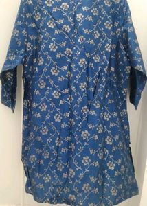 Blue Floral Print Kurta
