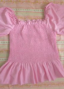 Designer casual solid women pink top