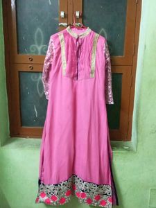 Beautiful Pink Long Kurti Size L
