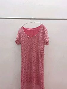 Pink Crochet Beach Cover Up