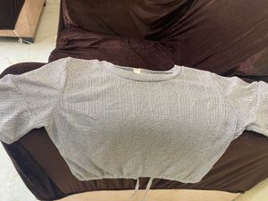 Grey Knit Cropped Top