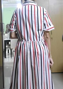 Striped Button-Front Dress