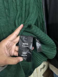 AMI Paris Green Knit Sweater