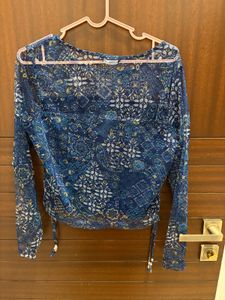 Blue Floral Long Sleeve Top