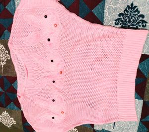 Pink Bunny Knit Crochet Top
