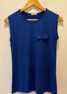 Korean Blue Pocket Tank Top