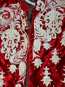 Regal Maroon Velvet Jacket Suit 3 Pieces Set