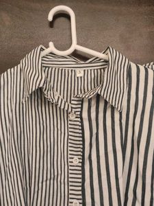 Korean Soft Striped Shirt Dress