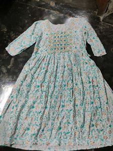 white sea green kurti