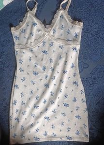 Floral Lace Trim Mini Dress
