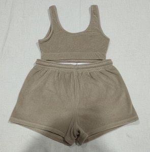 Tan Lounge Set: Top &amp; Shorts