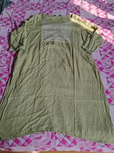Olive Green Embroidered Kurta