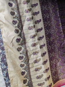 Beautiful Festive Silk Sari Lavender Colour