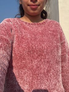 Pink Chenille Pullover Sweater