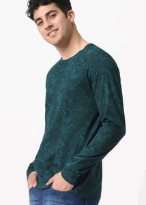 Green Printed Full Hand T-Shirt
