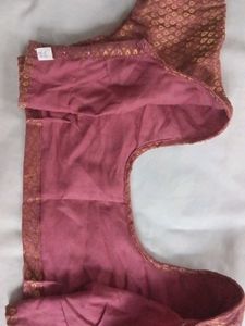 Elegant Mauve &amp; Gold Ethnic Saree Blouse Top
