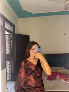 Elegant Black &amp; Red Saree
