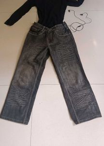 vintage grey straight fit denim