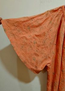 Embroidered Peach  Top with bell sleeves
