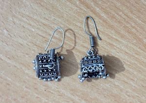 Silver-tone Jhumka Earrings